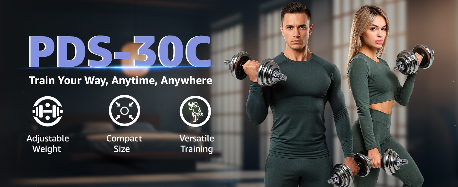 PowerMax Fitness New PDS-30C Chrome Iron Dumbbells Set