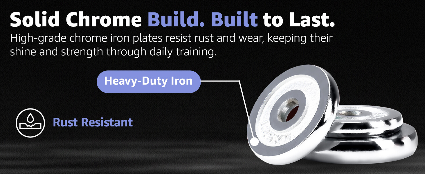 PowerMax Fitness New PDS-30C Chrome Iron Dumbbells Set