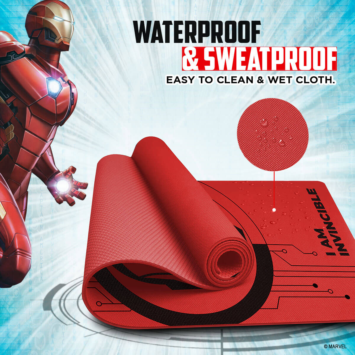 buy powermax x marvel yp6-1.3 ironman pvc yoga mat with bag for gym workout