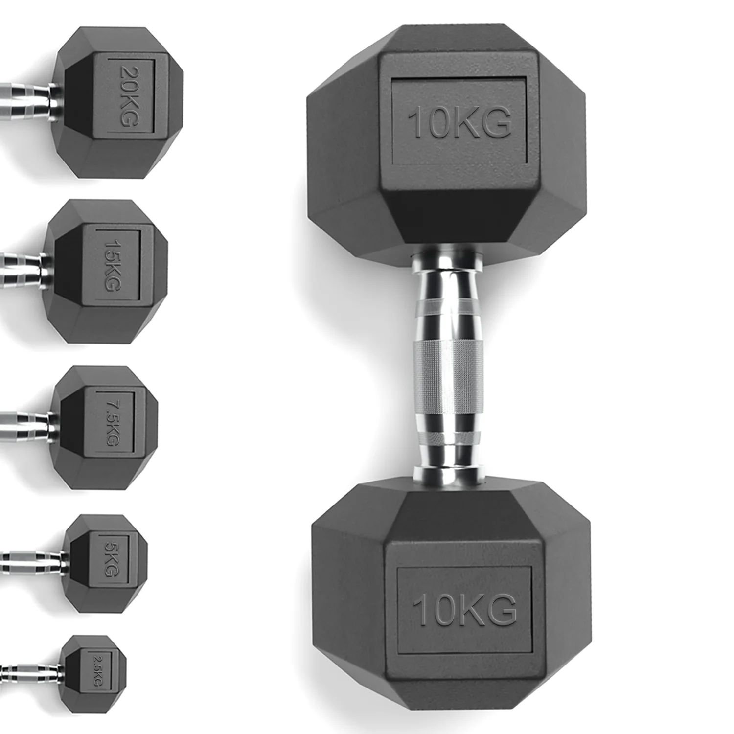DRH Hexagon Rubber Dumbbells