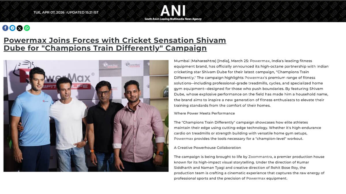 Powermax Joins Forces with Cricket Sensation Shivam Dube for "Champions Train Differently" Campaign