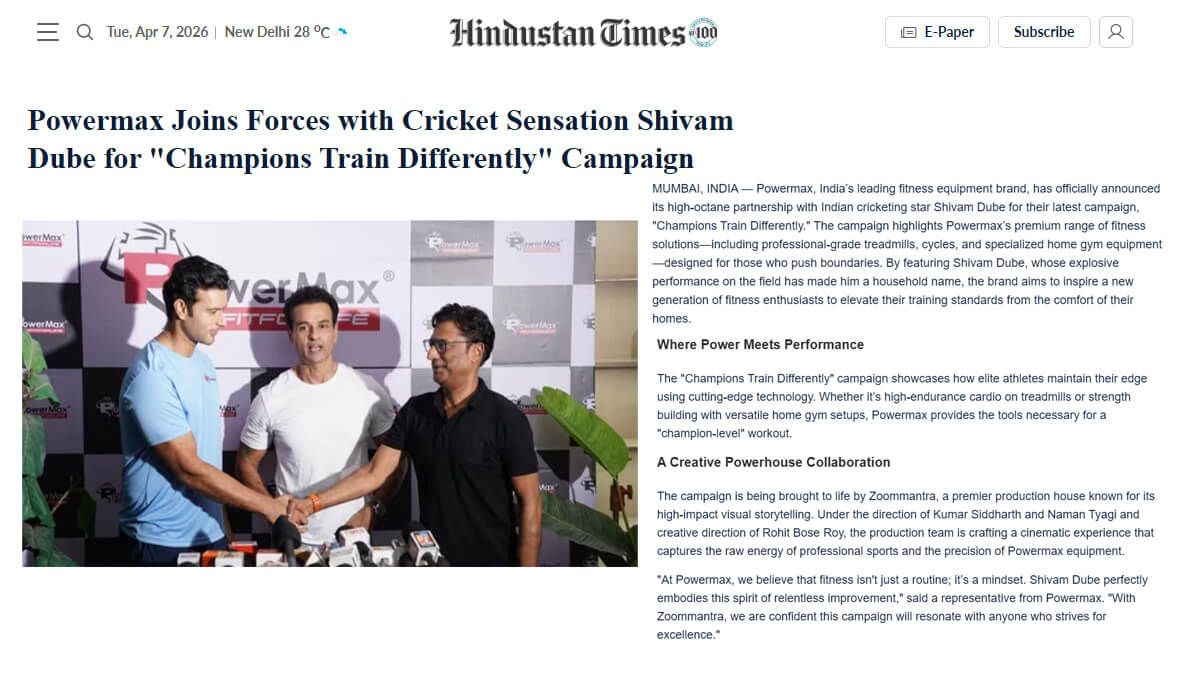 Powermax Joins Forces with Cricket Sensation Shivam Dube for "Champions Train Differently" Campaign