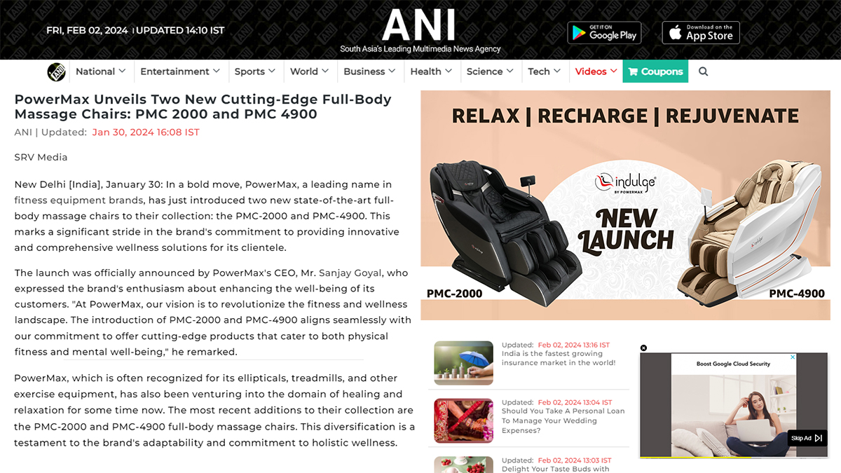 PowerMax Unveils Two New Cutting-Edge Full-Body Massage Chairs: PMC 2000 and PMC 4900