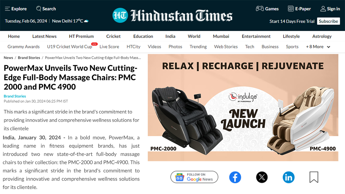 PowerMax Unveils Two New Cutting-Edge Full-Body Massage Chairs: PMC 2000 and PMC 4900