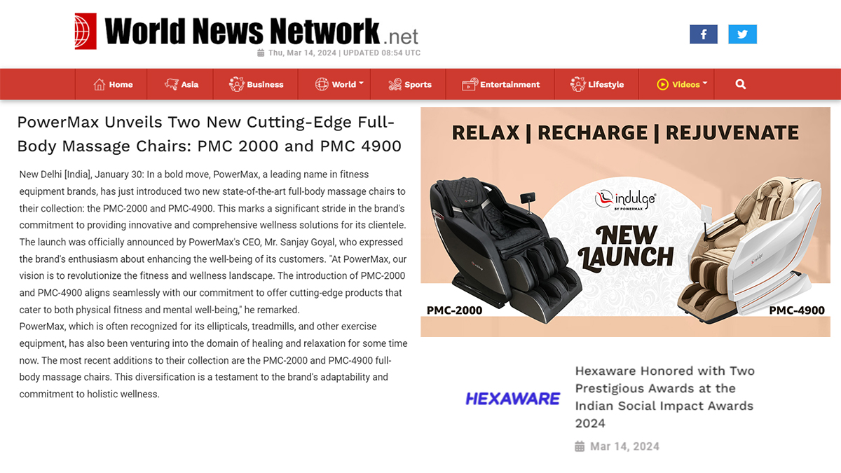 PowerMax Unveils Two New Cutting-Edge Full-Body Massage Chairs: PMC 2000 and PMC 4900