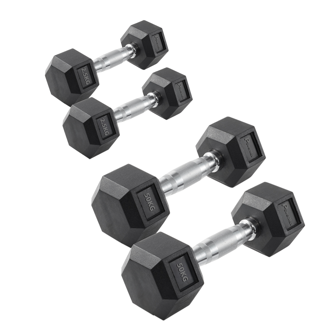 DRH Rubber Coated Hexagon Dumbbells