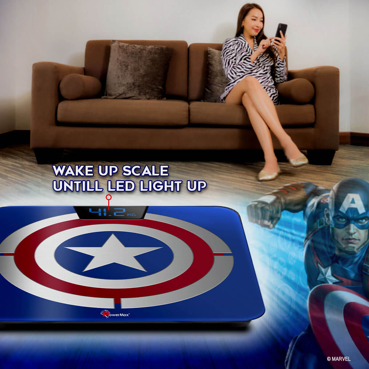 buy powermax x marvel bca-140 captain america edition bluetooth smart scale