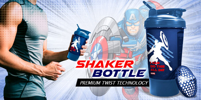 buy powermax x marvel msb-6s-ca-blue (600ml) captain america marvel edition protein shaker bottle with single storage