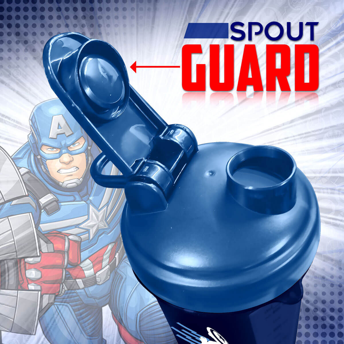 buy powermax x marvel msb-6s-ca-blue (600ml) captain america marvel edition protein shaker bottle with single storage