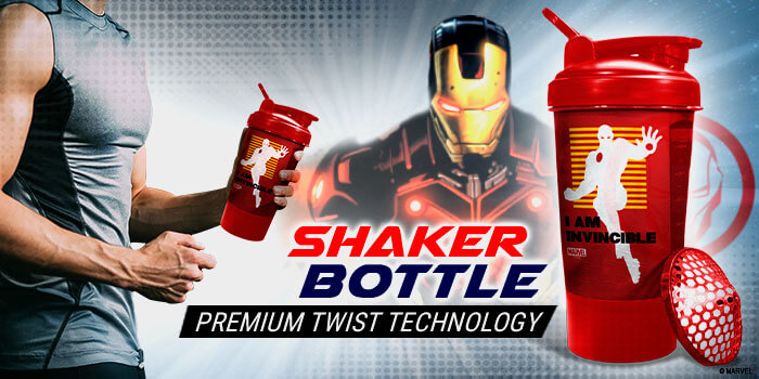 buy powermax x marvel msb-6s-im-red (600ml) ironman marvel edition protein shaker bottle with single storage