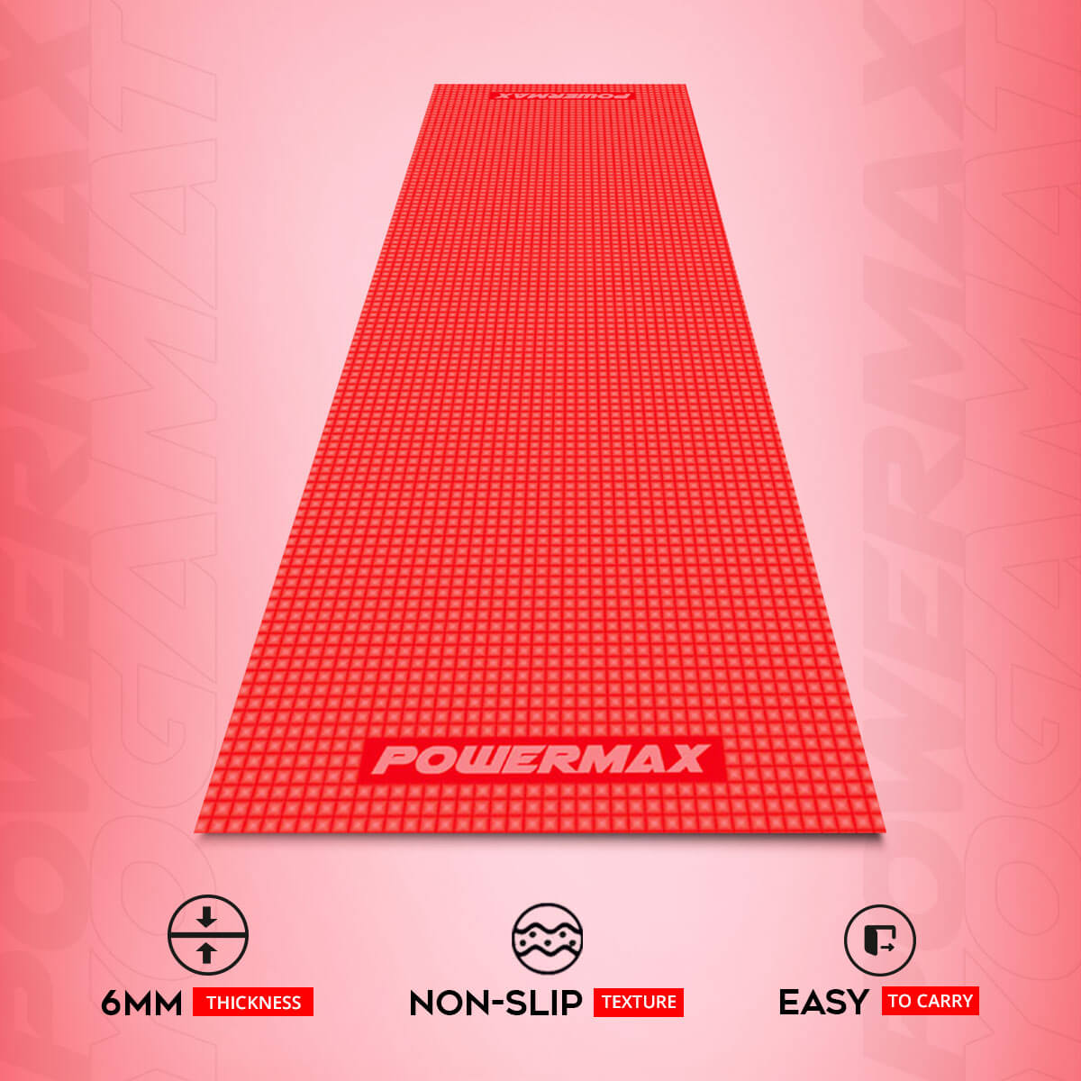 buy powermax 6mm thick premium exercise red color yoga mat