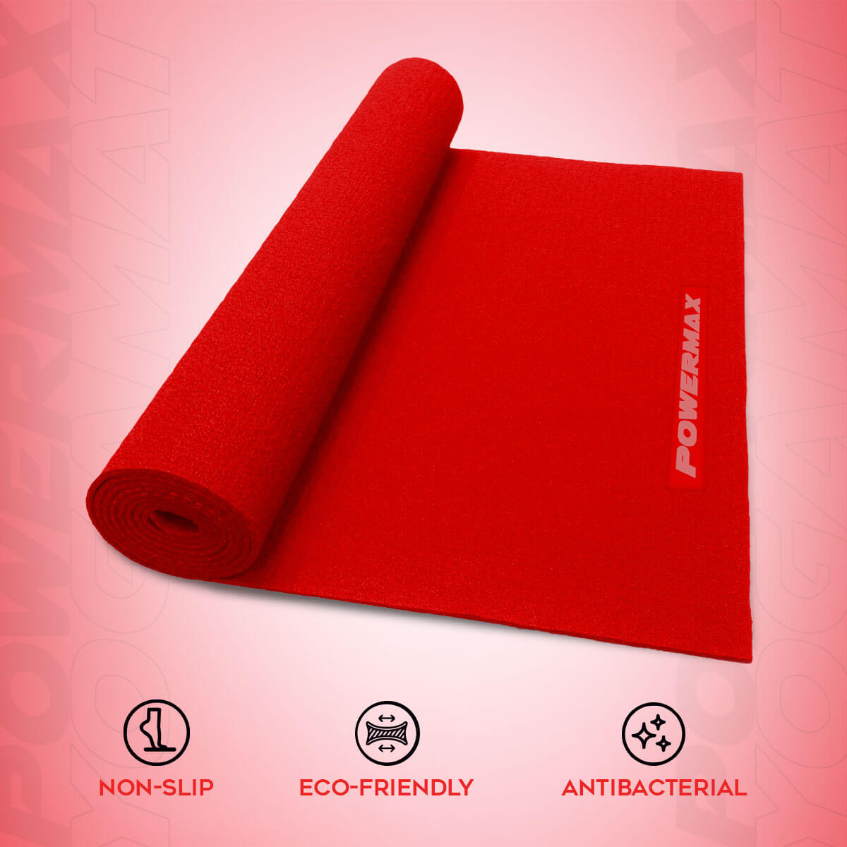 buy powermax 6mm thick premium exercise red color yoga mat
