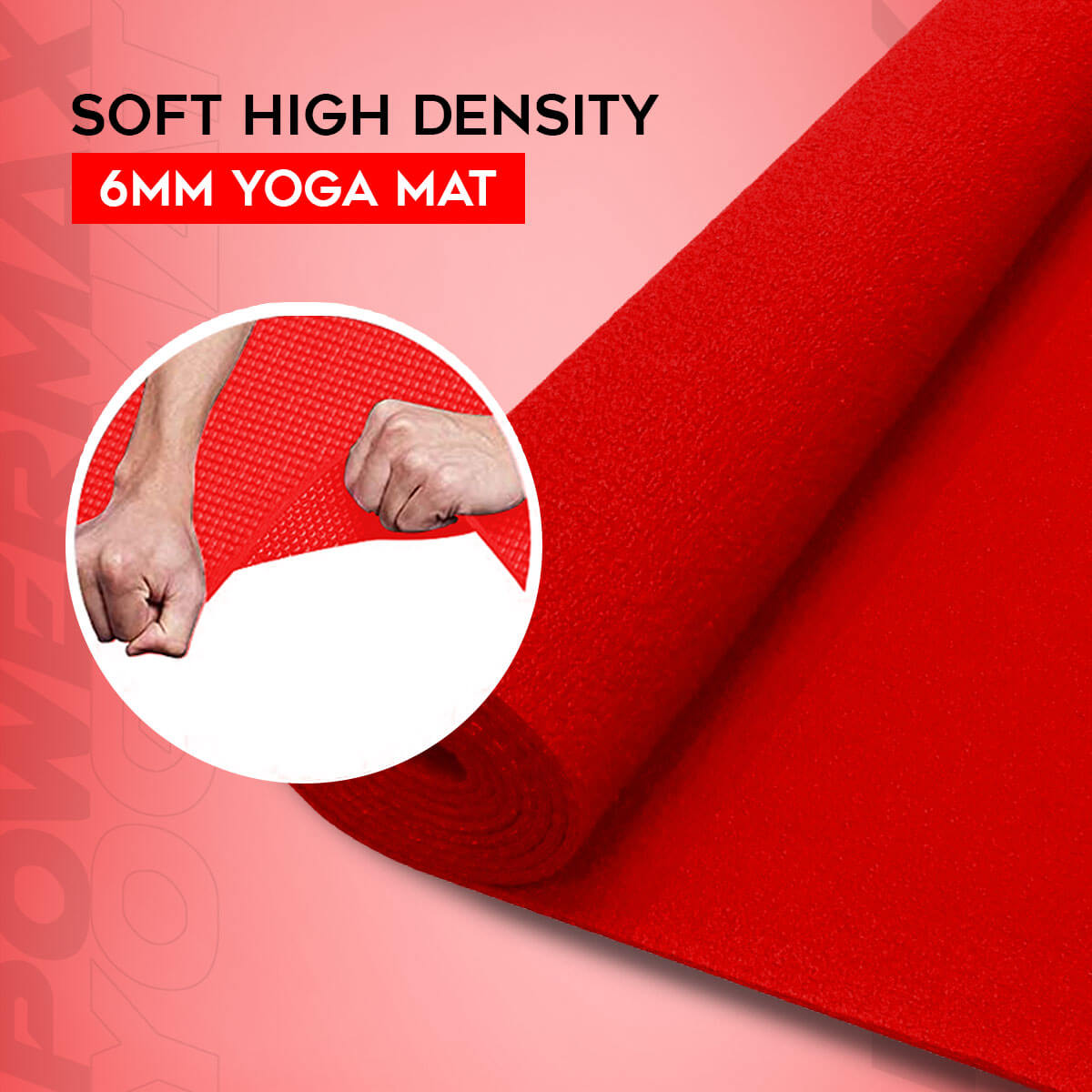 buy powermax 6mm thick premium exercise red color yoga mat