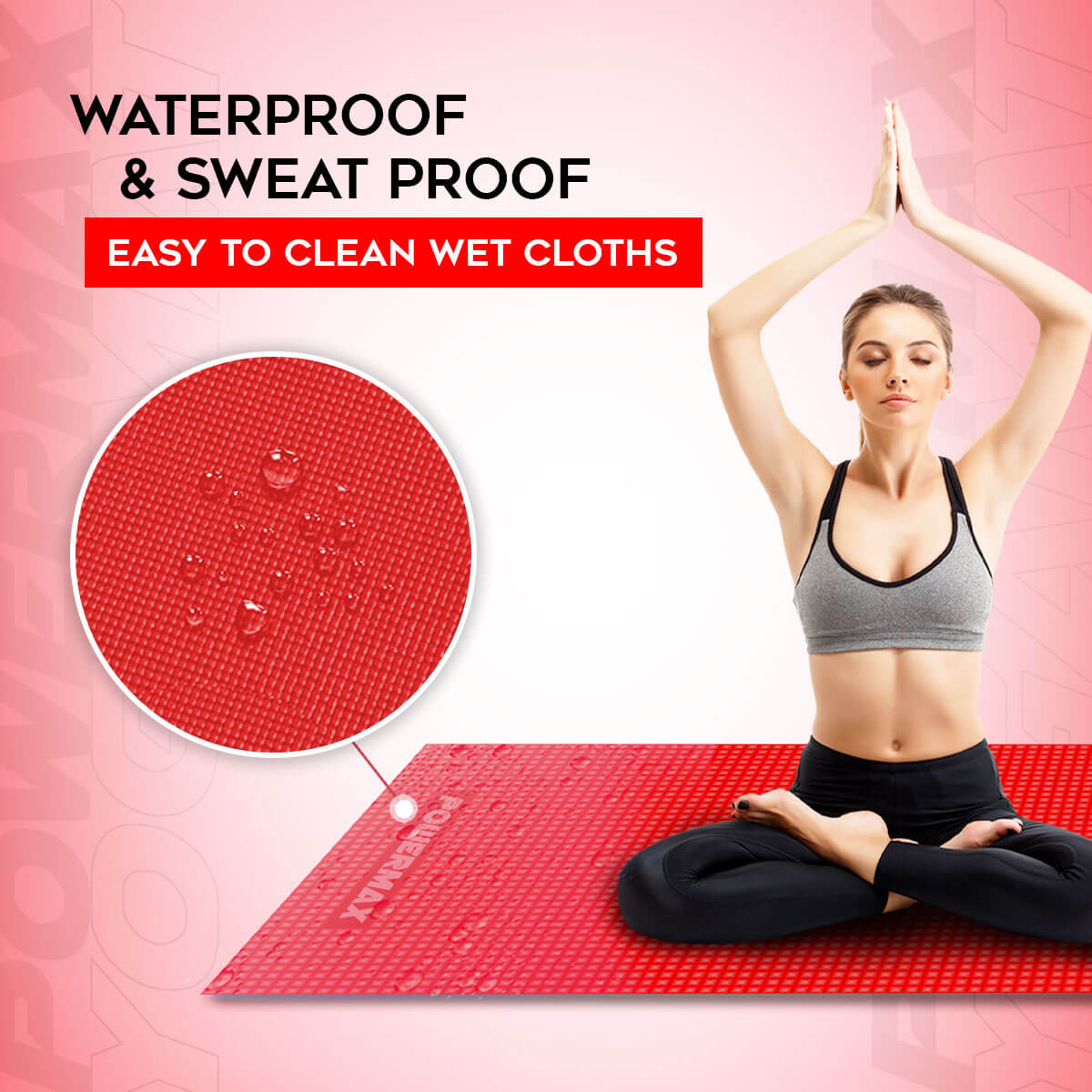 buy powermax 6mm thick premium exercise red color yoga mat