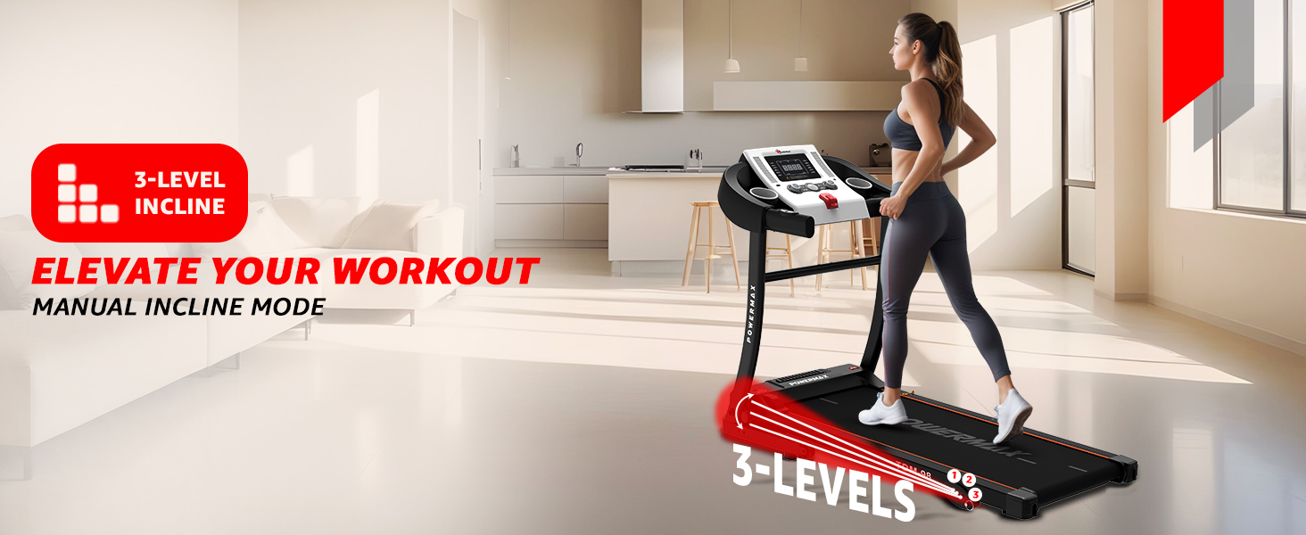 PowerMax Fitness TDM-98 Motorized Treadmill with Free Installation Assistance, Home Use & Automatic BMI Calc.