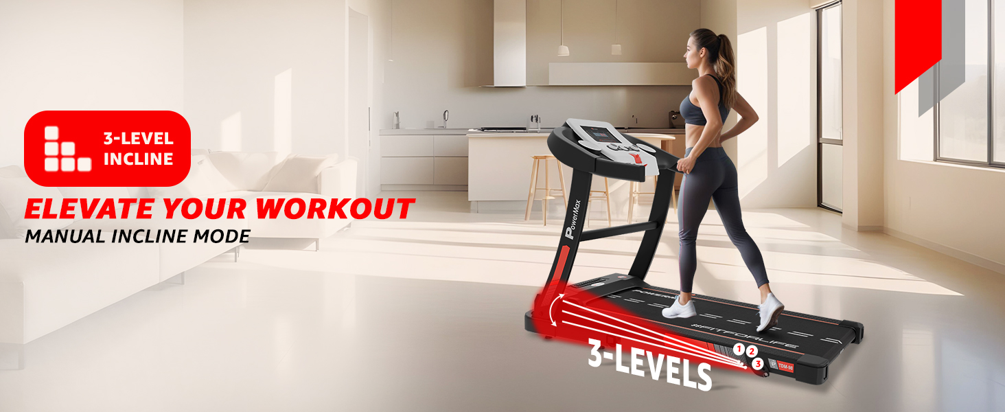 PowerMax Fitness TDM-98 Motorized Treadmill with Free Installation Assistance, Home Use & Automatic BMI Calc.