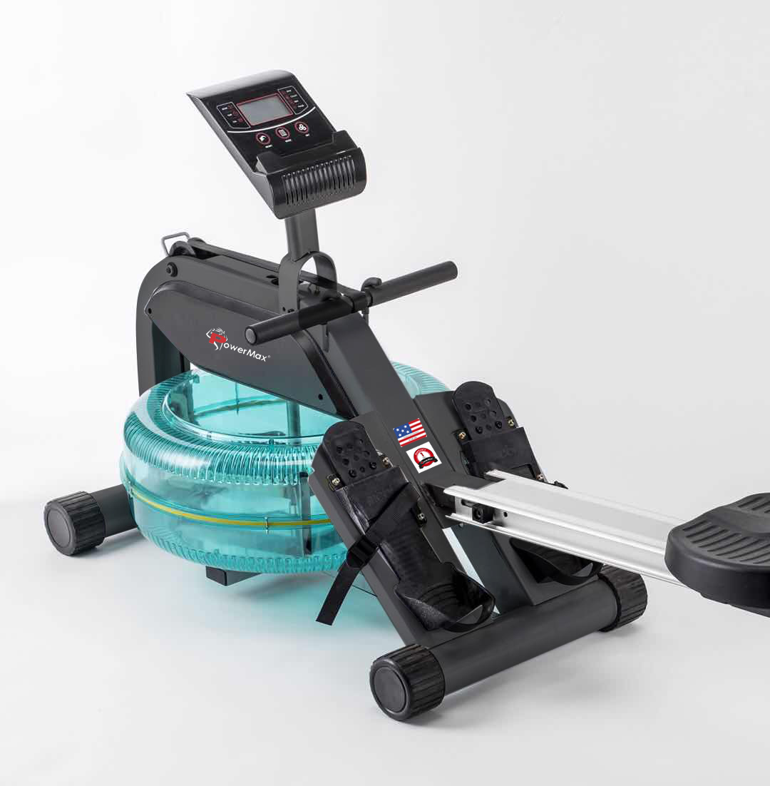 PowerMax Fitness RWC-1000 Water Rowing Machine with Digital Display for ...