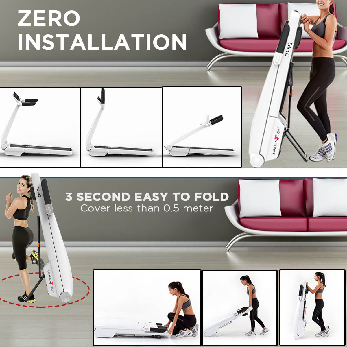 UrbanTrek TD-M3  Motorised Treadmill with Bluetooth Music Function