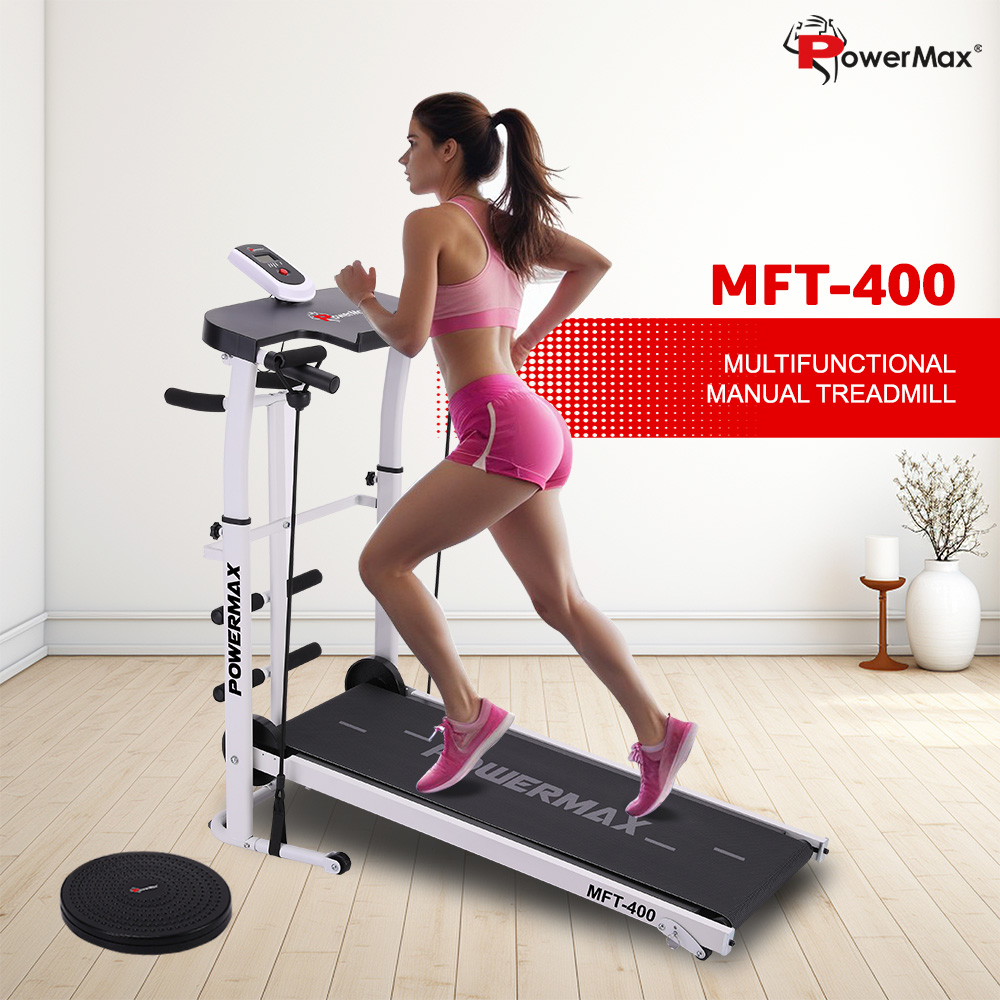 PowerMax Fitness MFT-400 4 in 1 Multi-function Manual Treadmill