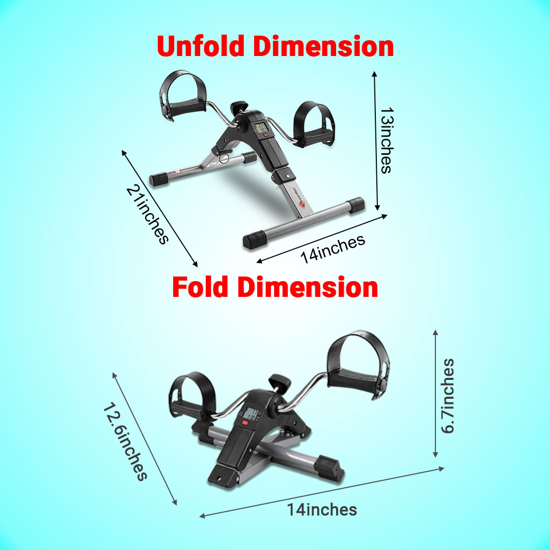 PowerMax Fitness BS-MINI Mini Cycle Pedal Exerciser with Adjustable Resistance and Digital Display - For Light Leg and Arm Exercise