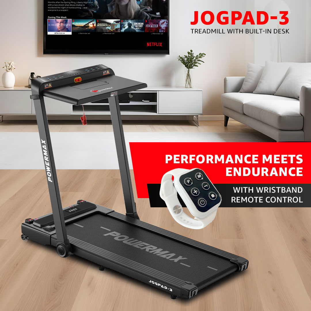 JogPad-3 Dual LED Display Motorized Treadmill with Work Desk & iPhone Holder