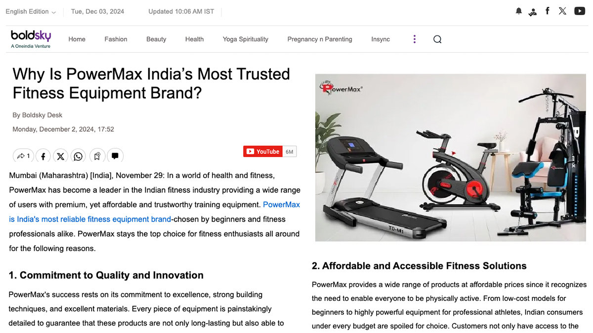 Why Is PowerMax India’s Most Trusted Fitness Equipment Brand?