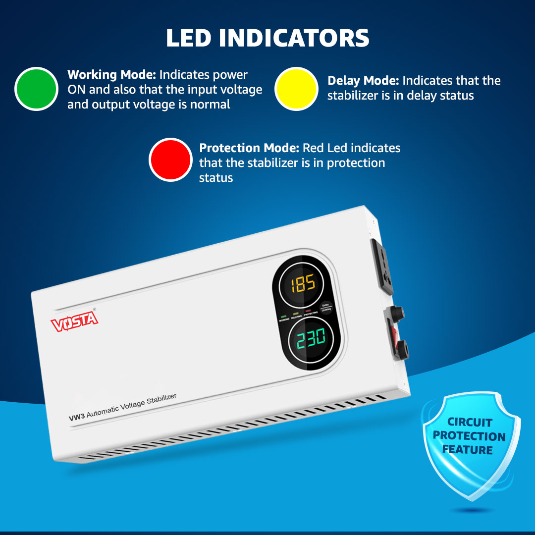 Vosta VW3 3KVA Digital Voltage Stabilizers