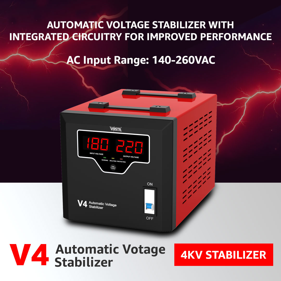 Vosta V4 Digital Stabilizer - Input: 180~270 VAC & Output: 220 VAC (±9%)