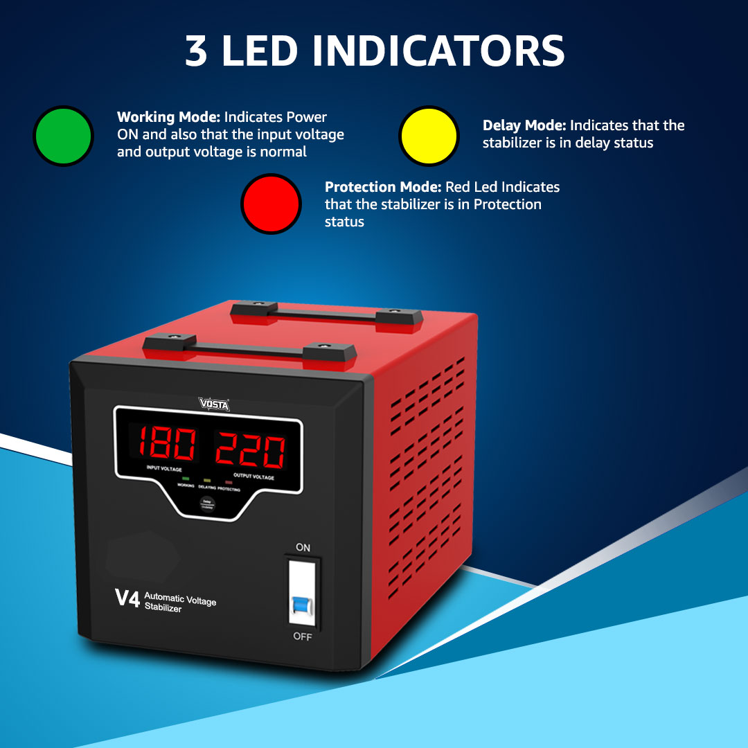 Vosta V4 Digital Stabilizer - Input: 180~270 VAC & Output: 220 VAC (±9%)