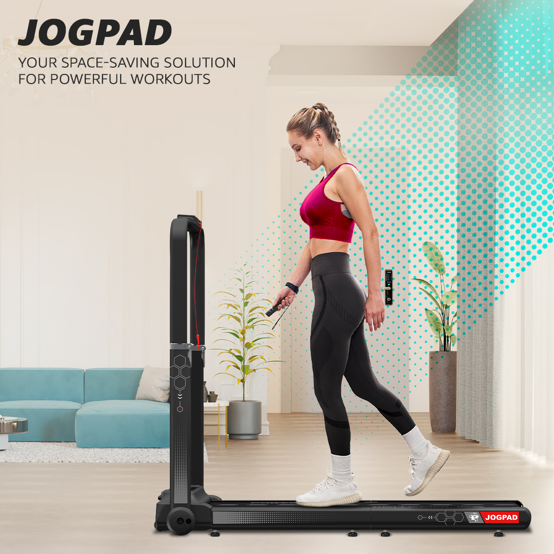 JOGPAD Motorized Treadmill with Remote Control and Adjustable Upright Post