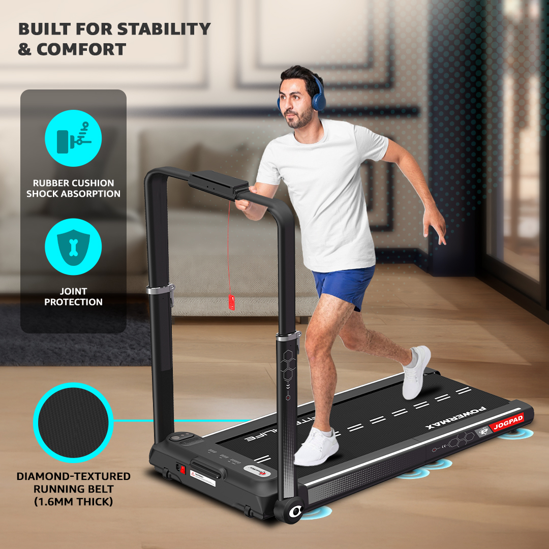 JOGPAD Motorized Treadmill with Remote Control and Adjustable Upright Post