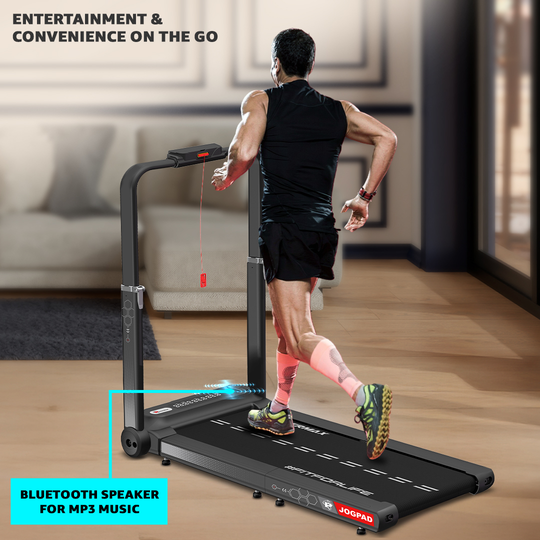 JOGPAD Motorized Treadmill with Remote Control and Adjustable Upright Post