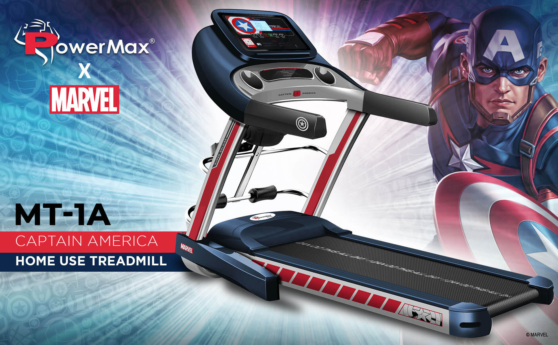 PowerMax X Marvel MT-1A/TD-A1 Motorized Treadmill with Android & iOS  Application