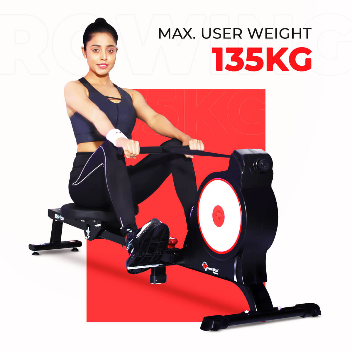 PowerMax RH-150 Magnetic Foldable Rowing Machine for Home Use