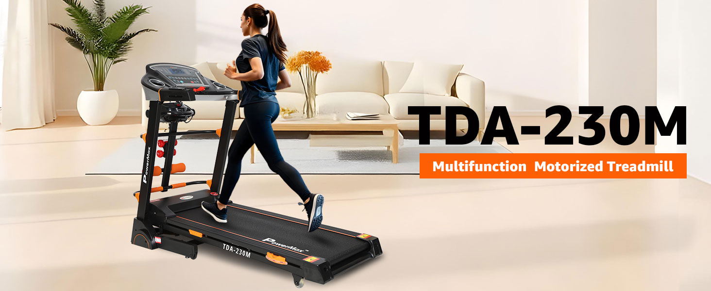 PowerMax Fitness TDA-230M Multifunction Motorized Treadmill with Semi-Auto Lubrication