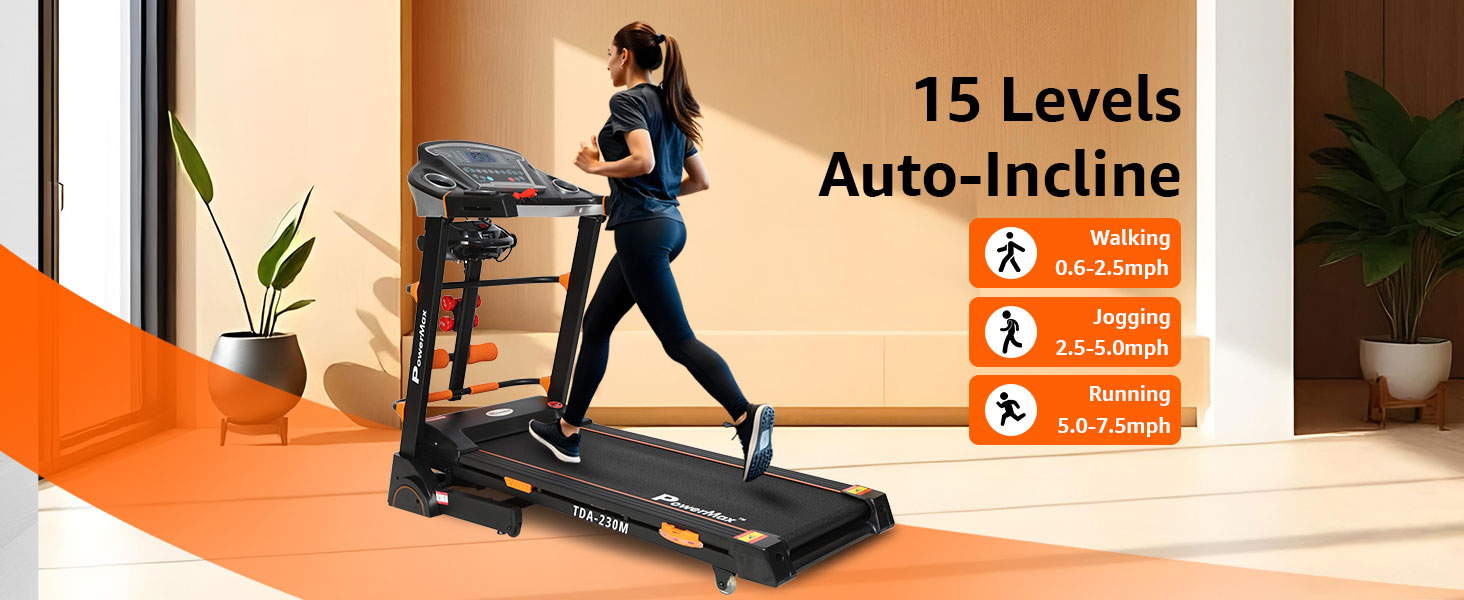 PowerMax Fitness TDA-230M Multifunction Motorized Treadmill with Semi-Auto Lubrication