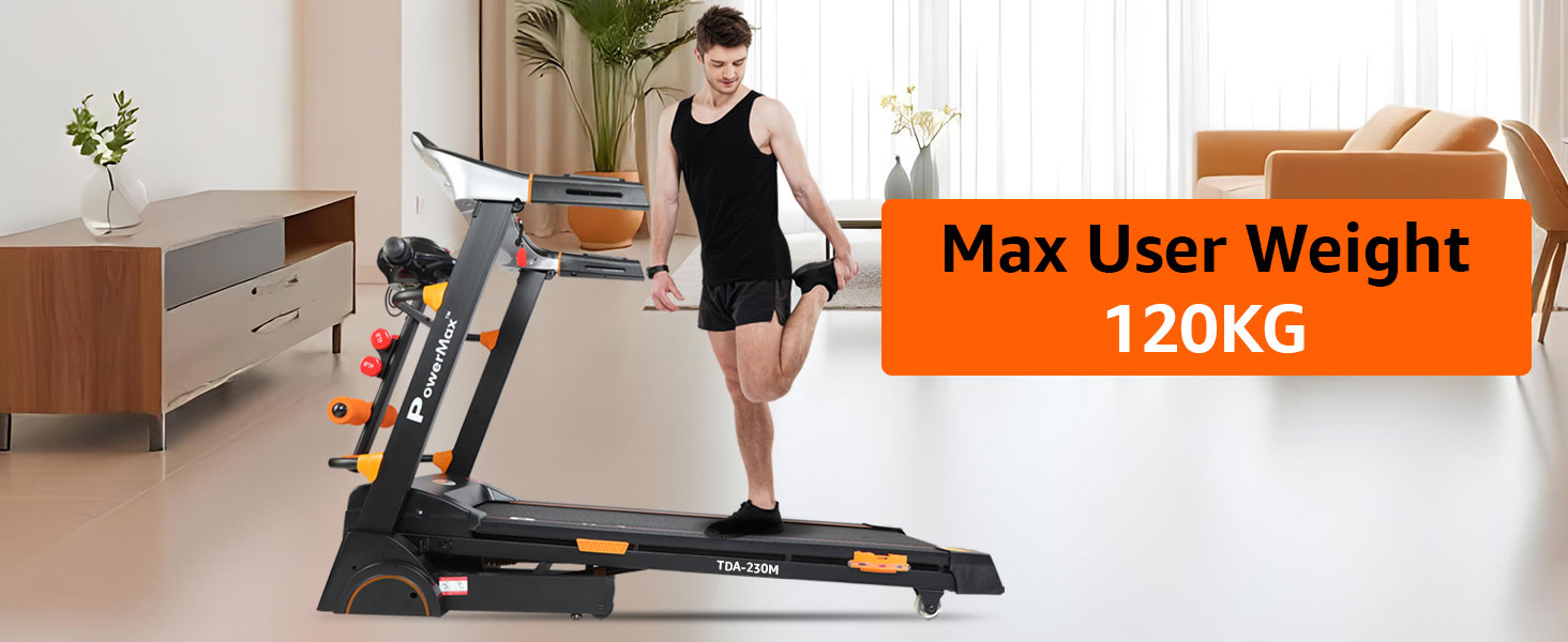 PowerMax Fitness TDA-230M Multifunction Motorized Treadmill with Semi-Auto Lubrication