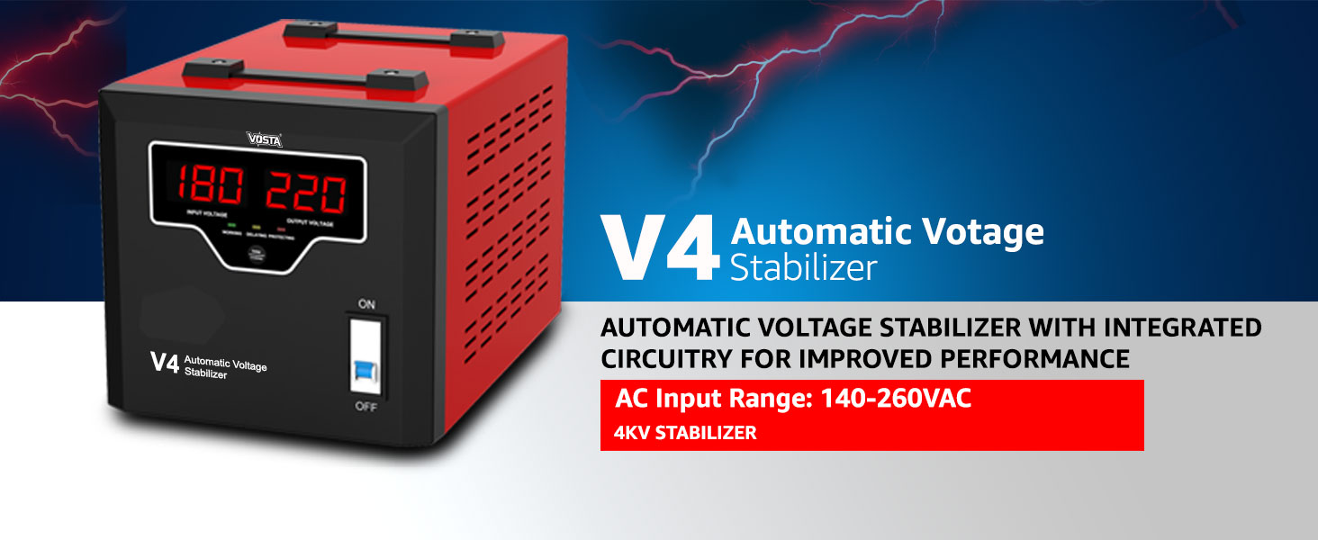 Vosta V4 Digital Stabilizer - Input: 180~270 VAC & Output: 220 VAC (±9%)