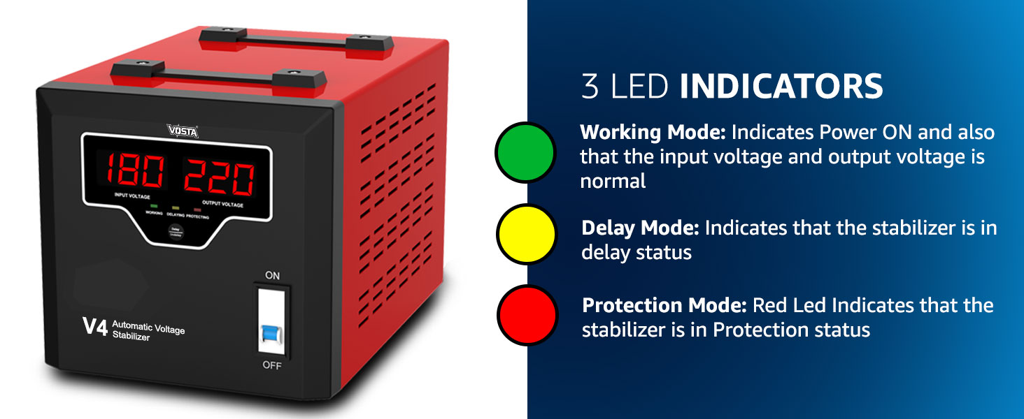 Vosta V4 Digital Stabilizer - Input: 180~270 VAC & Output: 220 VAC (±9%)