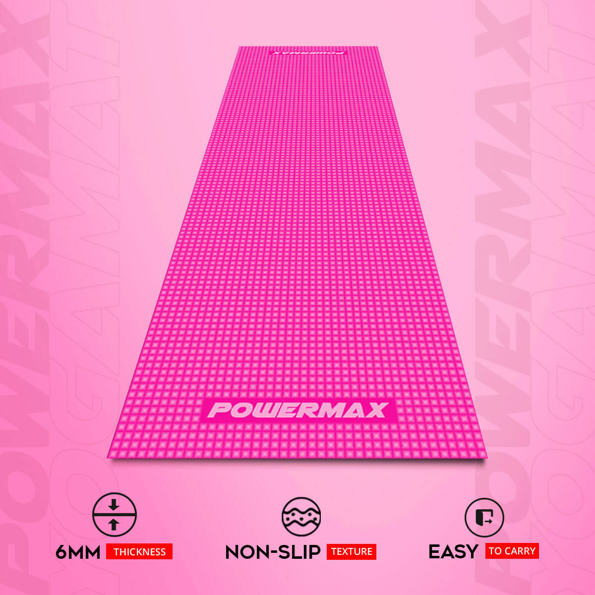 PowerMax Fitness 6mm Thick Premium Exercise Pink Colour Yoga Mat