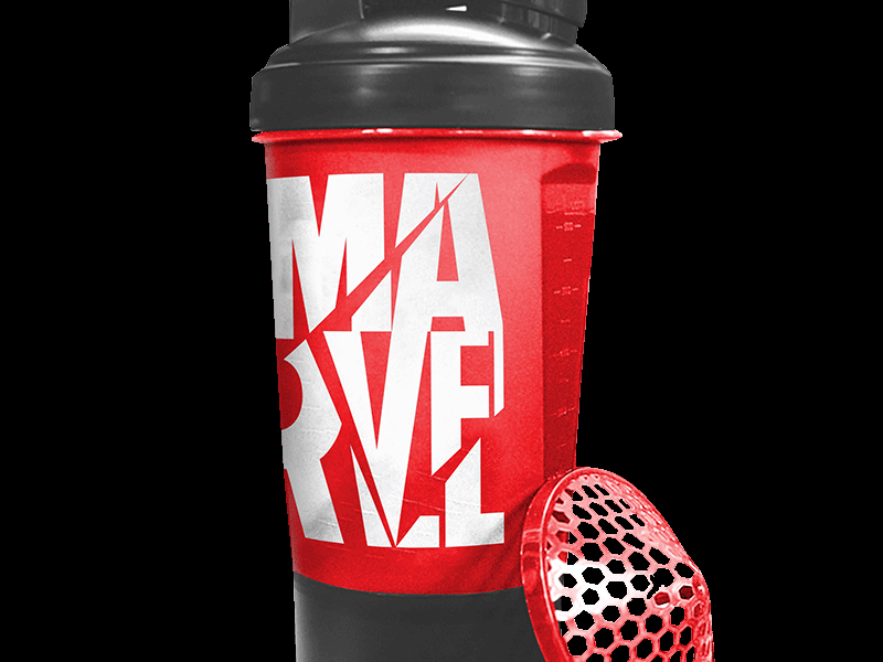 PowerMax x Marvel MSB-6S-M-RED (600ml) Marvel Protein Shaker Bottle with  Single Storage